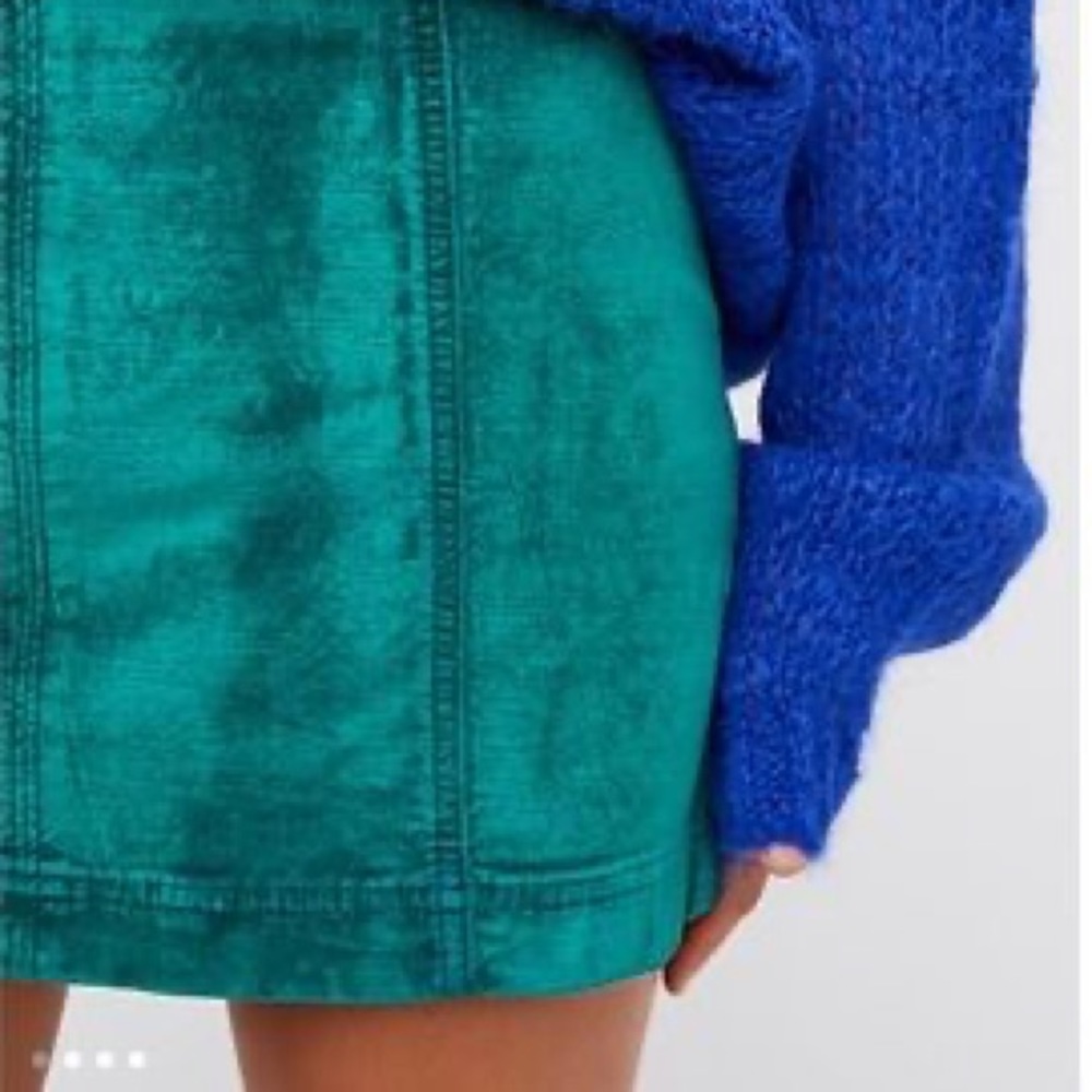FP Emerald Green Velvet Mini Skirt
